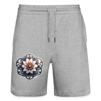 Fleur / Plante / Botanique / Jardin / Fleurs - Short de jogging bio TRAINER Stanley/Stella unisexe - gris chiné - Devant - Nik (191cm) & Marisol (170cm)