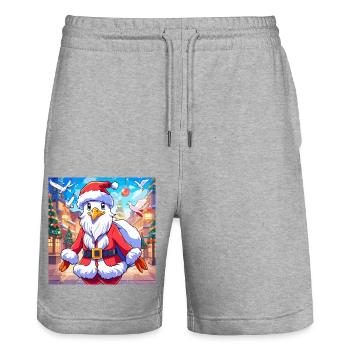 Seagull, Santa Claus, Christmas, St. Nicholas, Christmas - Stanley/Stella Trainer Unisex Organic Jogging Shorts - heather grey - Front - Nik (191cm) & Marisol (170cm)
