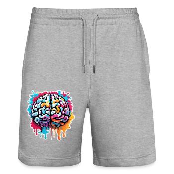 Gehirn / Wissen / Inteligenz / klug / Denken - Stanley/Stella Unisex Bio Joggingshorts Trainer  - Grau meliert - Vorne - Nik (191cm) & Marisol (170cm)