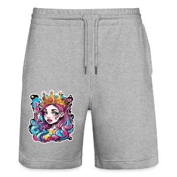Princesse / Femme / Fille / Dame / Bande dessinée - Short de jogging bio TRAINER Stanley/Stella unisexe - gris chiné - Devant - Nik (191cm) & Marisol (170cm)