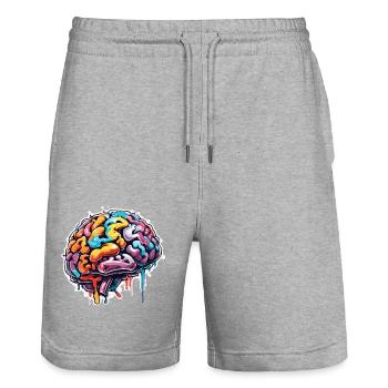 Gehirn / Wissen / Intelligenz / klug / Denken - Stanley/Stella Unisex Bio Joggingshorts Trainer  - Grau meliert - Vorne - Nik (191cm) & Marisol (170cm)