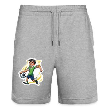 Footballer / Soccer / Pitch / Team - Stanley/Stella Trainer Unisex Organic Jogging Shorts - heather grey - Front - Nik (191cm) & Marisol (170cm)