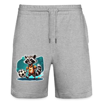 Football Raton laveur / Animal / Football / But / Sport - Short de jogging bio TRAINER Stanley/Stella unisexe - gris chiné - Devant - Nik (191cm) & Marisol (170cm)