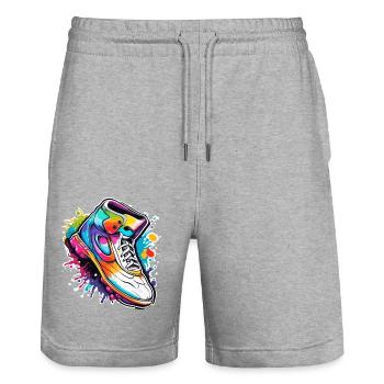 Soccer / Game / Shoe / Field / Shooting - Stanley/Stella Trainer Unisex Organic Jogging Shorts - heather grey - Front - Nik (191cm) & Marisol (170cm)
