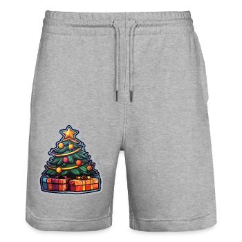 Christmas tree with gifts and a star - Stanley/Stella Trainer Unisex Organic Jogging Shorts - heather grey - Front - Nik (191cm) & Marisol (170cm)