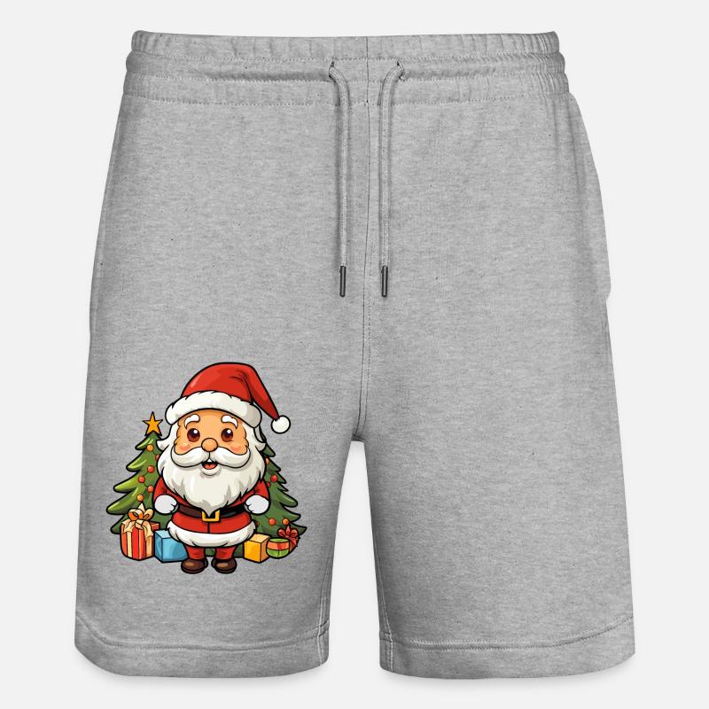 süsser weihnachtsmann mit geschenke - Stanley/Stella Unisex Bio Joggingshorts Trainer  - Grau meliert