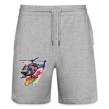 Helicopter / Helicopter / Flying / Aviation - Stanley/Stella Trainer Unisex Organic Jogging Shorts - heather grey - Front - Nik (191cm) & Marisol (170cm)