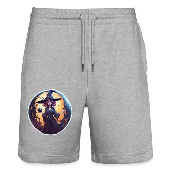 Witch / Magic / Witch Ritual / Fairy Tale / Spell - Stanley/Stella Trainer Unisex Organic Jogging Shorts - heather grey - Front - Nik (191cm) & Marisol (170cm)
