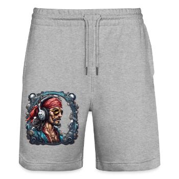 Pirat / Ahoi / Anker / Kapitän / Totenkopf / Rum - Stanley/Stella Unisex Bio Joggingshorts Trainer  - Grau meliert - Vorne - Nik (191cm) & Marisol (170cm)