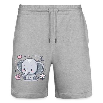 ÉLÉPHANT ANIMAL BÉBÉ MIGNON ENFANT ENFANT IDÉE CADEAU - Short de jogging bio TRAINER Stanley/Stella unisexe - gris chiné - Devant - Nik (191cm) & Marisol (170cm)