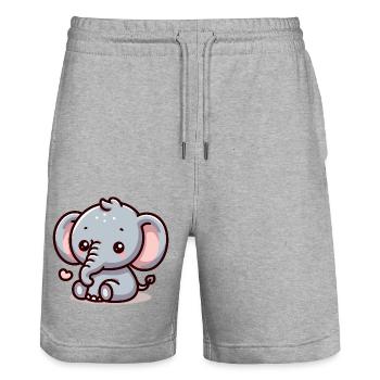 ÉLÉPHANT ANIMAL BÉBÉ MIGNON ENFANT ENFANT IDÉE CADEAU - Short de jogging bio TRAINER Stanley/Stella unisexe - gris chiné - Devant - Nik (191cm) & Marisol (170cm)