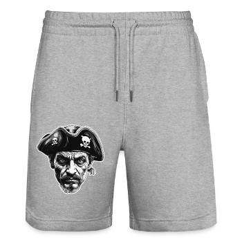 Pirat / Ahoi / Anker / Kapitän / Totenkopf / Rum - Stanley/Stella Unisex Bio Joggingshorts Trainer  - Grau meliert - Vorne - Nik (191cm) & Marisol (170cm)