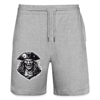 Pirat / Ahoi / Anker / Kapitän / Totenkopf / Rum - Stanley/Stella Unisex Bio Joggingshorts Trainer  - Grau meliert - Vorne - Nik (191cm) & Marisol (170cm)