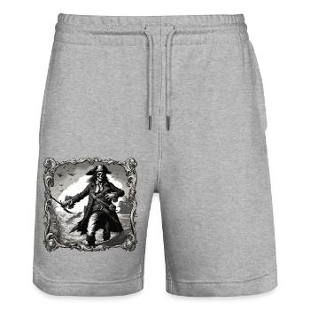 Pirate / Ahoy / Anchor / Captain / Skull / Rum - Stanley/Stella Trainer Unisex Organic Jogging Shorts - heather grey - Front - Nik (191cm) & Marisol (170cm)