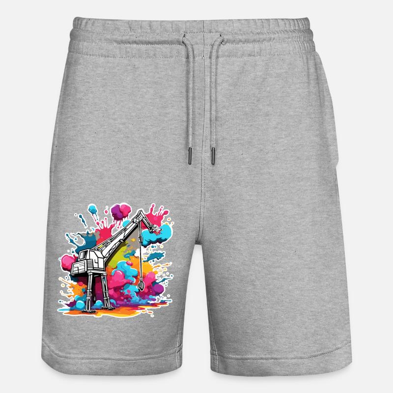 Kran / Baustelle / Seilwinde / Kransystem - Stanley/Stella Unisex Bio Joggingshorts Trainer  - Grau meliert