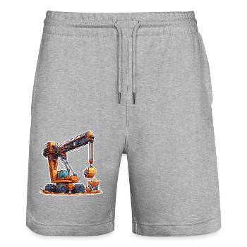 Kran / Baustelle / Seilwinde / Kransystem - Stanley/Stella Unisex Bio Joggingshorts Trainer  - Grau meliert - Vorne - Nik (191cm) & Marisol (170cm)