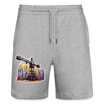 Kran / Baustelle / Seilwinde / Kransystem - Stanley/Stella Unisex Bio Joggingshorts Trainer  - Grau meliert - Vorne - Nik (191cm) & Marisol (170cm)