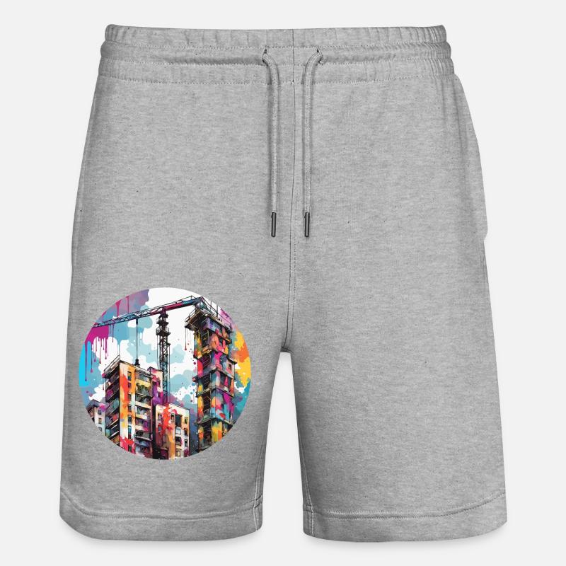 Kran / Baustelle / Seilwinde / Kransystem - Stanley/Stella Unisex Bio Joggingshorts Trainer  - Grau meliert