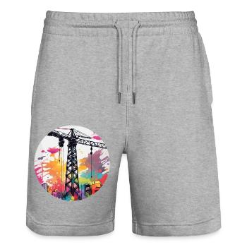 Kran / Baustelle / Seilwinde / Kransystem - Stanley/Stella Unisex Bio Joggingshorts Trainer  - Grau meliert - Vorne - Nik (191cm) & Marisol (170cm)