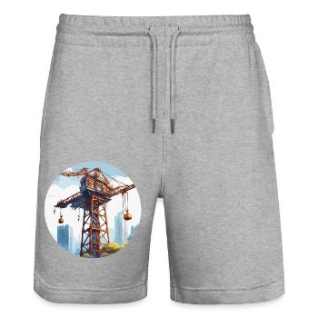 Kran / Baustelle / Seilwinde / Kransystem - Stanley/Stella Unisex Bio Joggingshorts Trainer  - Grau meliert - Vorne - Nik (191cm) & Marisol (170cm)