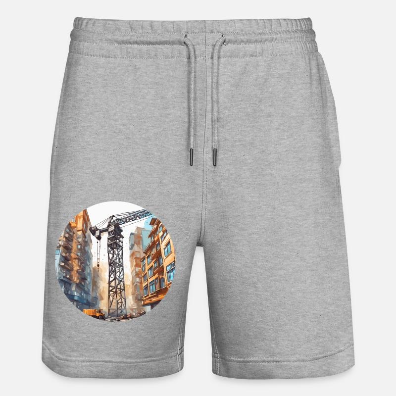 Kran / Baustelle / Seilwinde / Kransystem - Stanley/Stella Unisex Bio Joggingshorts Trainer  - Grau meliert