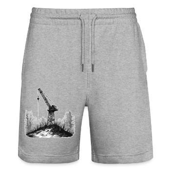 Kran / Baustelle / Seilwinde / Kransystem - Stanley/Stella Unisex Bio Joggingshorts Trainer  - Grau meliert - Vorne - Nik (191cm) & Marisol (170cm)