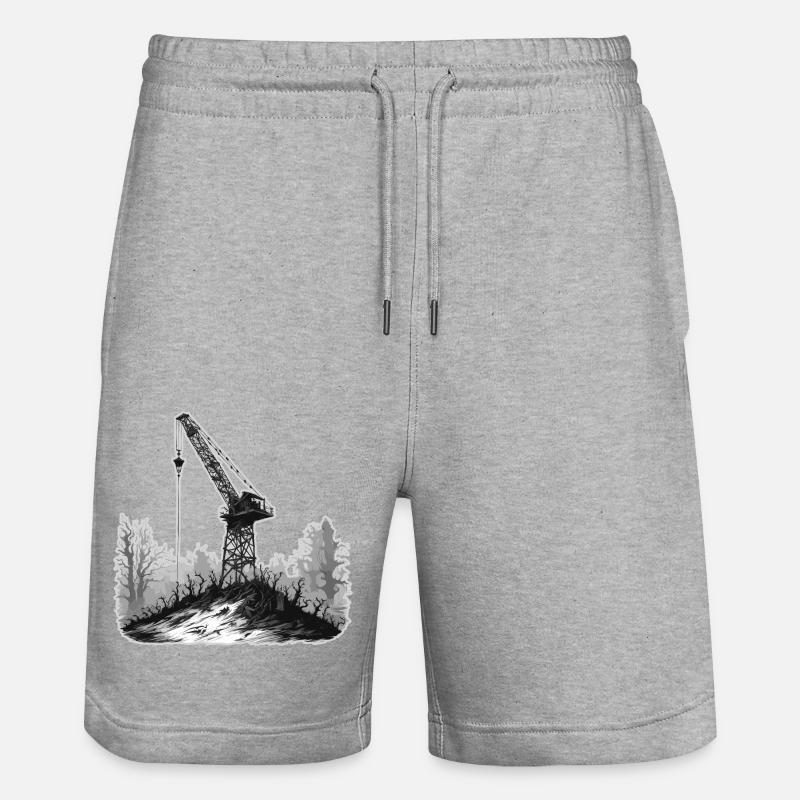Kran / Baustelle / Seilwinde / Kransystem - Stanley/Stella Unisex Bio Joggingshorts Trainer  - Grau meliert