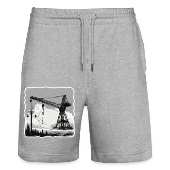 Kran / Baustelle / Seilwinde / Kransystem - Stanley/Stella Unisex Bio Joggingshorts Trainer  - Grau meliert - Vorne - Nik (191cm) & Marisol (170cm)