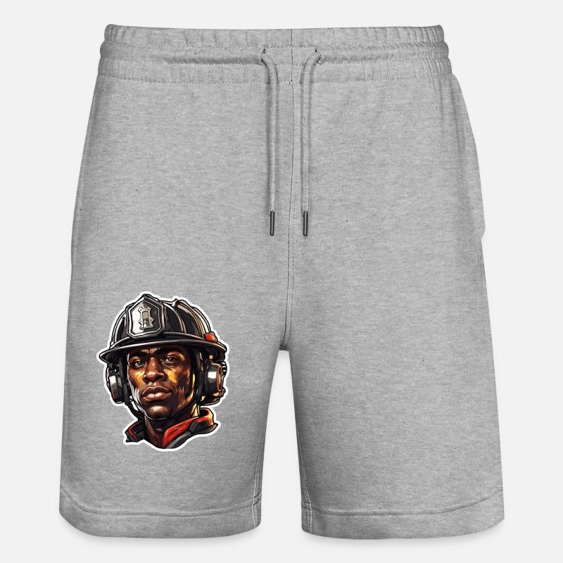 Firefighter / Fire / Fire / Extinguish / Hero - Stanley/Stella Trainer Unisex Organic Jogging Shorts - heather grey