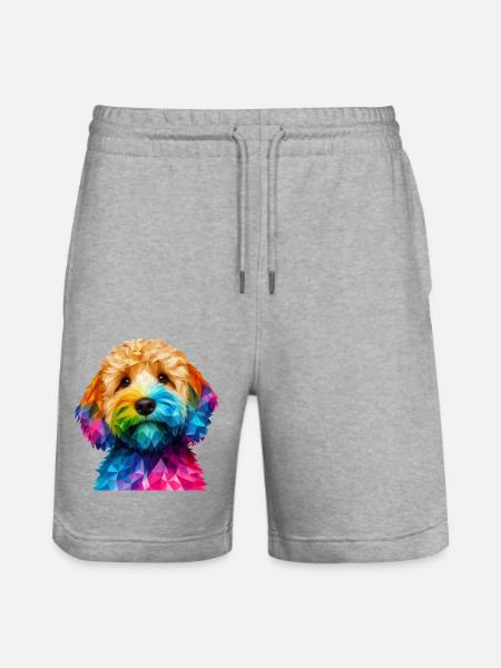 Modern geometric dog's muzzle cockapoo - Stanley/Stella Trainer Unisex Organic Jogging Shorts - heather grey