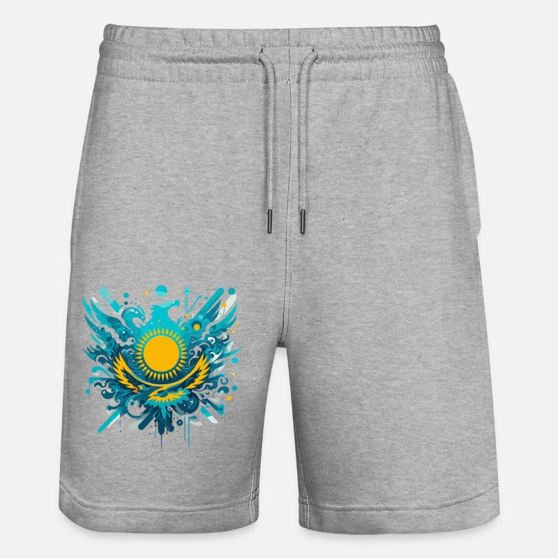 Kasachstan kunstvoll Geschenk - Stanley/Stella Unisex Bio Joggingshorts Trainer  - Grau meliert