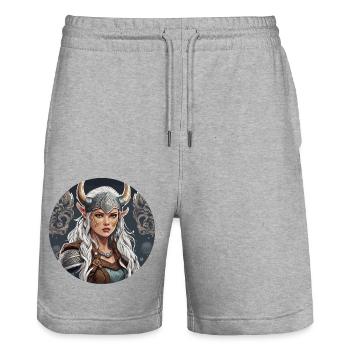Wikinger / Thor / Odin / nordisch / keltisch - Stanley/Stella Unisex Bio Joggingshorts Trainer  - Grau meliert - Vorne - Nik (191cm) & Marisol (170cm)