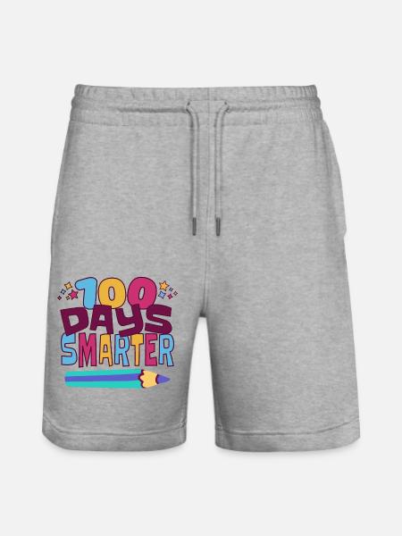 100 days smarter - Stanley/Stella Trainer Unisex Organic Jogging Shorts - heather grey