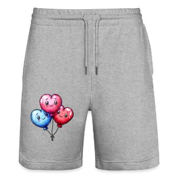 Des cœurs de ballons aussi pour les enfants et les anniversaires - Short de jogging bio TRAINER Stanley/Stella unisexe - gris chiné - Devant - Nik (191cm) & Marisol (170cm)