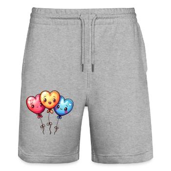 Des cœurs de ballons aussi pour les enfants et les anniversaires - Short de jogging bio TRAINER Stanley/Stella unisexe - gris chiné - Devant - Nik (191cm) & Marisol (170cm)
