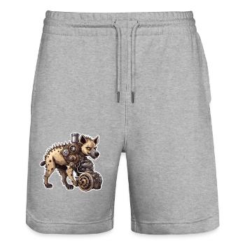 Hyena / Africa / Safrai / Zoo / Wildis / Animal - Stanley/Stella Trainer Unisex Organic Jogging Shorts - heather grey - Front - Nik (191cm) & Marisol (170cm)