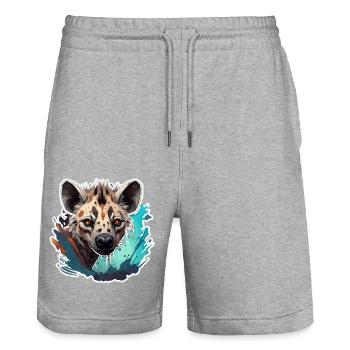 Hyäne / Afrika / Safrai / Zoo / Wildis / Tier - Stanley/Stella Unisex Bio Joggingshorts Trainer  - Grau meliert - Vorne - Nik (191cm) & Marisol (170cm)