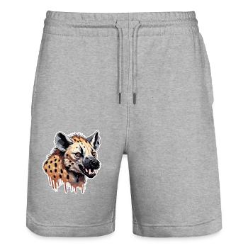 Hyena / Africa / Safrai / Zoo / Wildis / Animal - Stanley/Stella Trainer Unisex Organic Jogging Shorts - heather grey - Front - Nik (191cm) & Marisol (170cm)