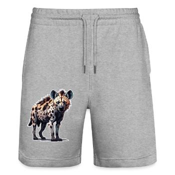 Hyena / Africa / Safrai / Zoo / Wildis / Animal - Stanley/Stella Trainer Unisex Organic Jogging Shorts - heather grey - Front - Nik (191cm) & Marisol (170cm)