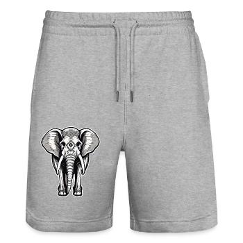 Elefant / Tier / Orientalisch / Blumen / Muster - Stanley/Stella Unisex Bio Joggingshorts Trainer  - Grau meliert - Vorne - Nik (191cm) & Marisol (170cm)