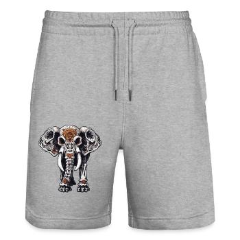 La Catrina/ Tattoo / Mexiko / Tier / Elefant - Stanley/Stella Unisex Bio Joggingshorts Trainer  - Grau meliert - Vorne - Nik (191cm) & Marisol (170cm)