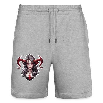 diabolical woman / blood / gothic / heavy metal - Stanley/Stella Trainer Unisex Organic Jogging Shorts - heather grey - Front - Nik (191cm) & Marisol (170cm)