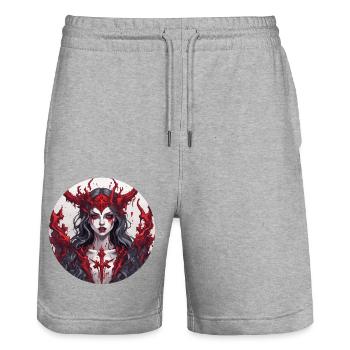 diabolical woman / blood / gothic / heavy metal - Stanley/Stella Trainer Unisex Organic Jogging Shorts - heather grey - Front - Nik (191cm) & Marisol (170cm)