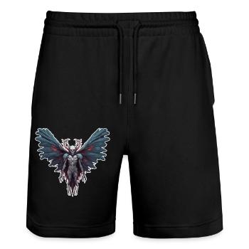 Mothman / Motte / Insekt / Fabelwesen / Flatterer - Stanley/Stella Unisex Bio Joggingshorts Trainer  - Schwarz - Vorne - Nik (191cm) & Marisol (170cm)