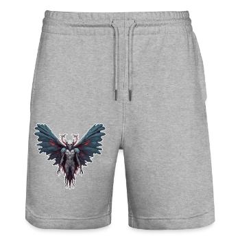 Mothman / Motte / Insekt / Fabelwesen / Flatterer - Stanley/Stella Unisex Bio Joggingshorts Trainer  - Grau meliert - Vorne - Nik (191cm) & Marisol (170cm)