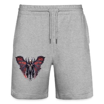 Mothman / Motte / Insekt / Fabelwesen / Flatterer - Stanley/Stella Unisex Bio Joggingshorts Trainer  - Grau meliert - Vorne - Nik (191cm) & Marisol (170cm)