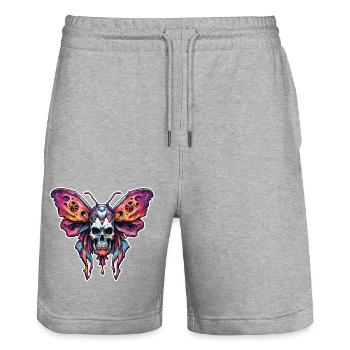 Papillon de nuit / Animal / Insecte / Larve / Ravageur - Short de jogging bio TRAINER Stanley/Stella unisexe - gris chiné - Devant - Nik (191cm) & Marisol (170cm)