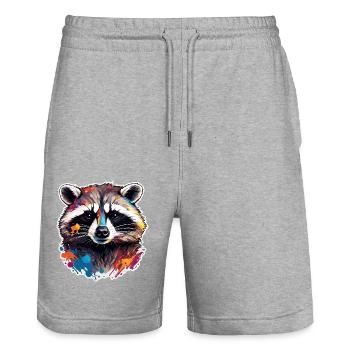 Waschbär / Tier / Zoo / Wild / niedlich / Räuber - Stanley/Stella Unisex Bio Joggingshorts Trainer  - Grau meliert - Vorne - Nik (191cm) & Marisol (170cm)