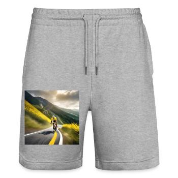 Chasing the Summit: A Yellow Jersey's Quest - Stanley/Stella Trainer Unisex Organic Jogging Shorts - heather grey - Front - Nik (191cm) & Marisol (170cm)