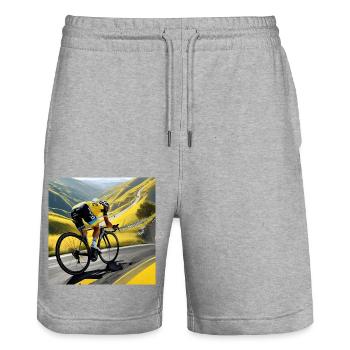 La montée d'or : courses de rêves en montagne - Short de jogging bio TRAINER Stanley/Stella unisexe - gris chiné - Devant - Nik (191cm) & Marisol (170cm)
